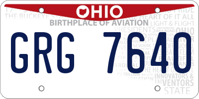 OH license plate GRG7640