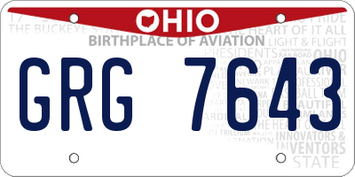 OH license plate GRG7643