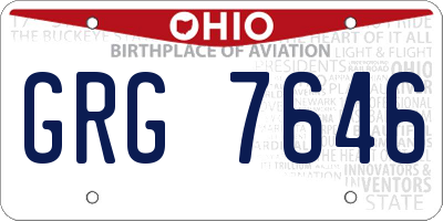 OH license plate GRG7646