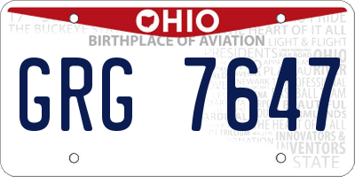OH license plate GRG7647