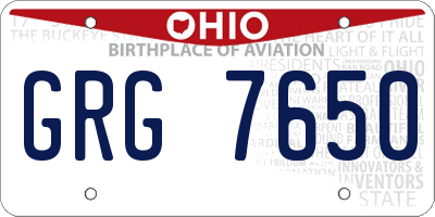 OH license plate GRG7650