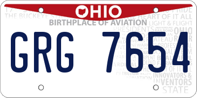 OH license plate GRG7654