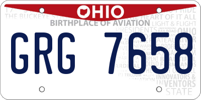 OH license plate GRG7658