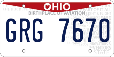OH license plate GRG7670