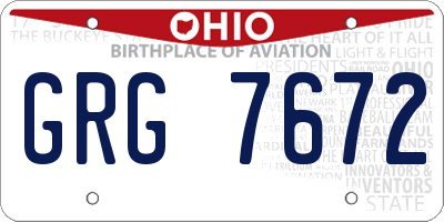OH license plate GRG7672