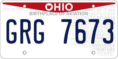 OH license plate GRG7673