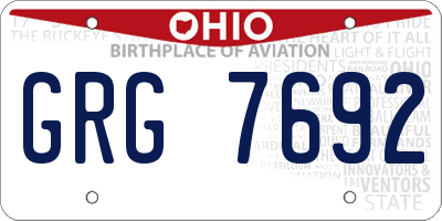 OH license plate GRG7692