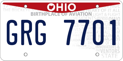 OH license plate GRG7701
