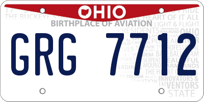 OH license plate GRG7712