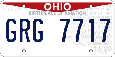 OH license plate GRG7717