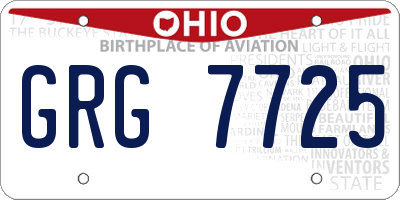 OH license plate GRG7725