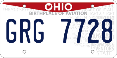 OH license plate GRG7728