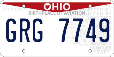 OH license plate GRG7749