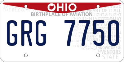 OH license plate GRG7750