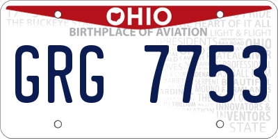 OH license plate GRG7753