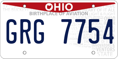 OH license plate GRG7754