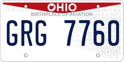 OH license plate GRG7760