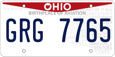 OH license plate GRG7765