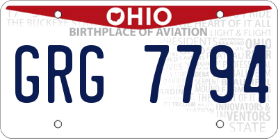 OH license plate GRG7794