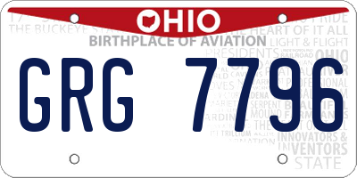 OH license plate GRG7796