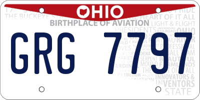 OH license plate GRG7797