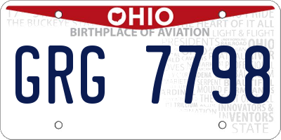 OH license plate GRG7798