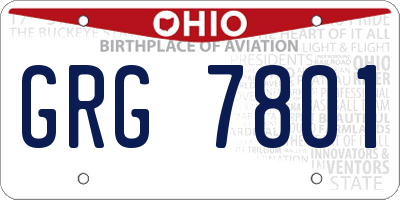 OH license plate GRG7801