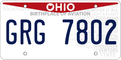 OH license plate GRG7802
