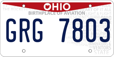 OH license plate GRG7803