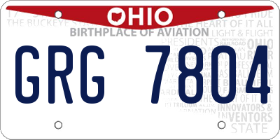 OH license plate GRG7804