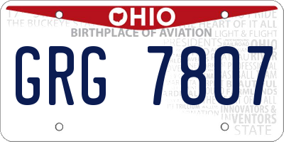 OH license plate GRG7807