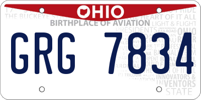 OH license plate GRG7834
