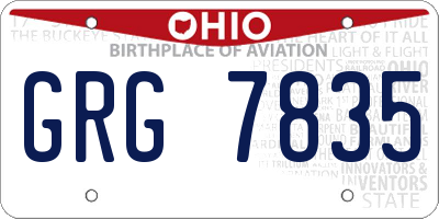 OH license plate GRG7835