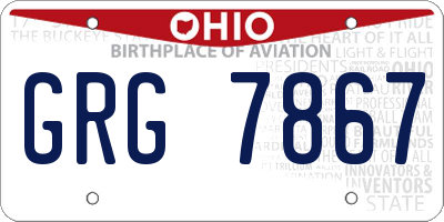 OH license plate GRG7867