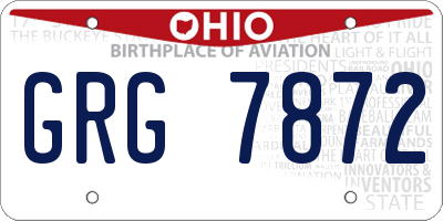 OH license plate GRG7872