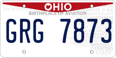 OH license plate GRG7873