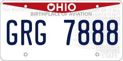 OH license plate GRG7888