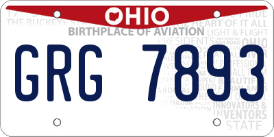 OH license plate GRG7893