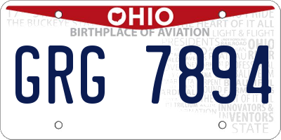 OH license plate GRG7894