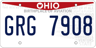OH license plate GRG7908