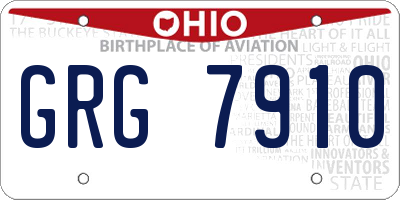 OH license plate GRG7910