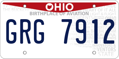 OH license plate GRG7912