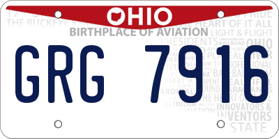 OH license plate GRG7916