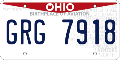 OH license plate GRG7918
