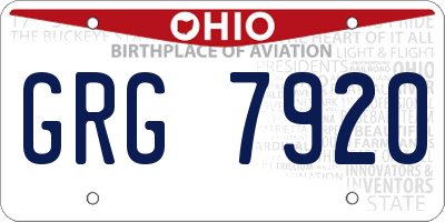 OH license plate GRG7920