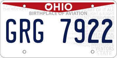 OH license plate GRG7922