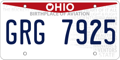 OH license plate GRG7925