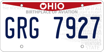 OH license plate GRG7927
