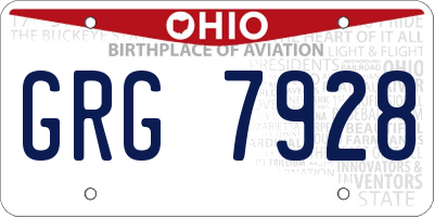 OH license plate GRG7928