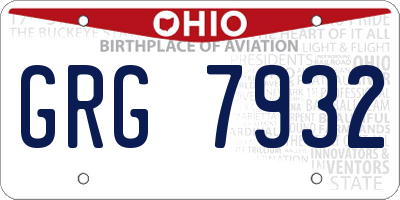 OH license plate GRG7932